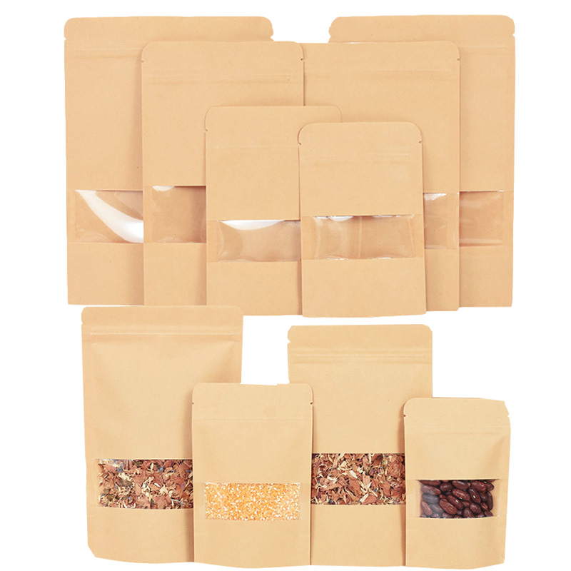 Food Snacks Gifts - 20/50pcs 크래프트 종이 지퍼 잠금 가방