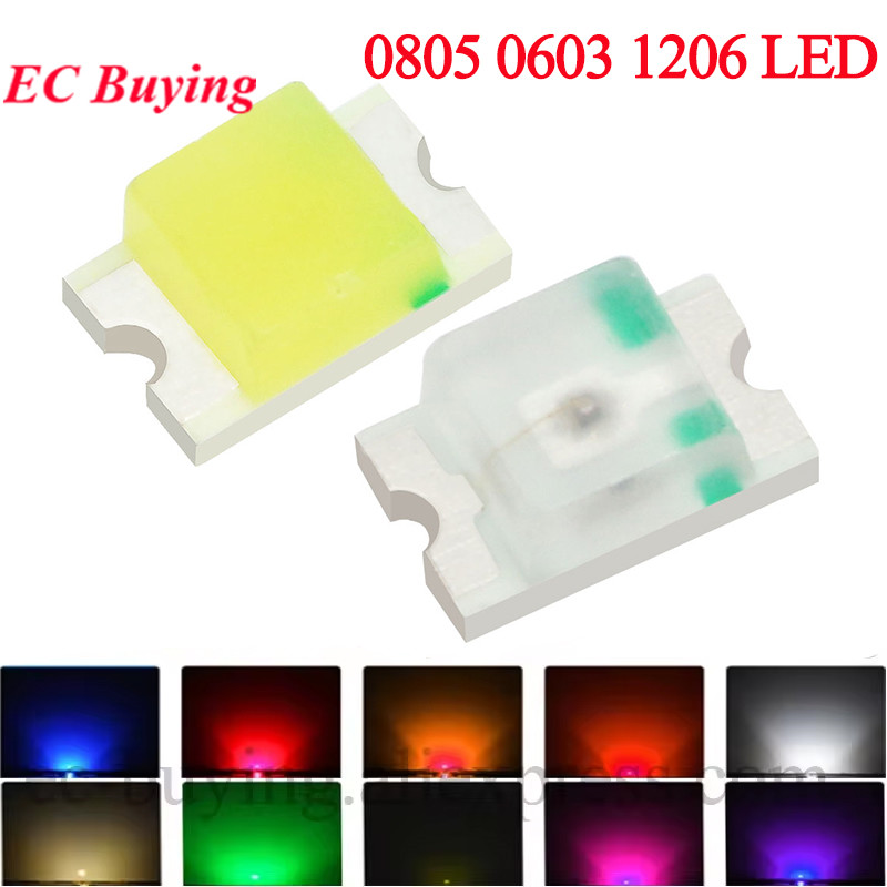 Yellow Food Snacks - 100개 0805 0603 1206 SMD LED