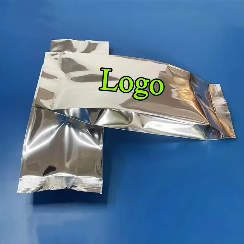 Logo Food Snack - 100개입 사이드 거셋 광택 실버 알루미늄