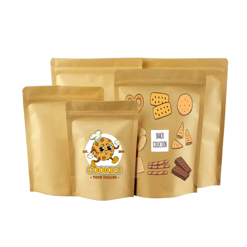 맞춤형 로고 갈색 크라프트 종이 스탠드형 지퍼백, 애완 - Logo Food Snack 리뷰 및 가격