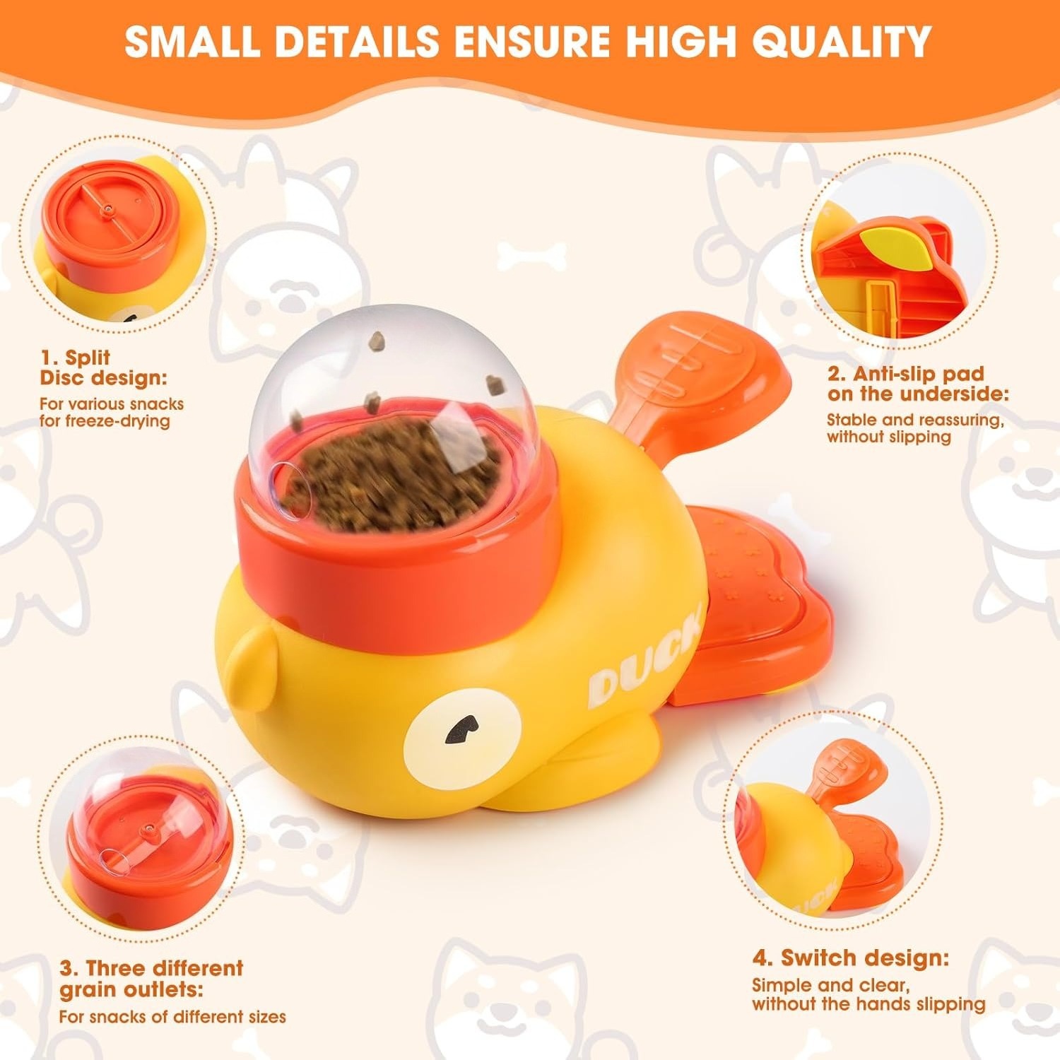 노란 오리 애완동물 간식 디스펜서, 인터랙티브 퍼즐 장 - Yellow Food Snacks 리뷰 및 가격
