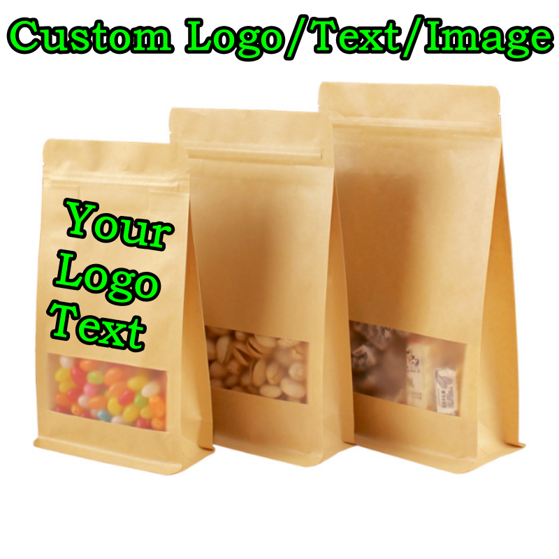 50개입 3D 스탠드형 크라프트 종이 창문 지퍼백 DI - Logo Food Snack 리뷰 및 가격