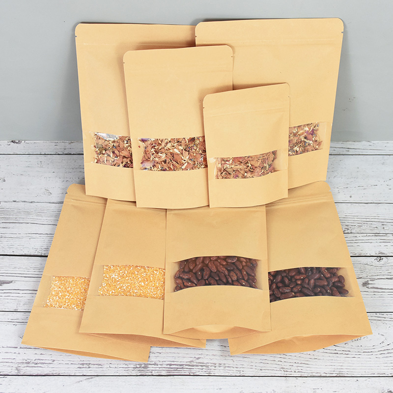 20/50pcs 크래프트 종이 지퍼 잠금 가방 창 음식 - Food Snacks Gifts 리뷰 및 가격